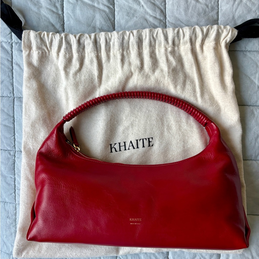 KHAITE Remi Red Leather Shoulder Bag - Picture 2 of 6